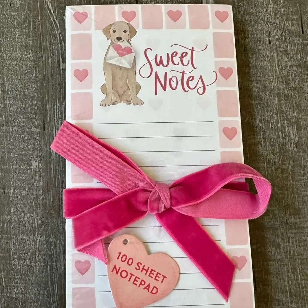 Valentine Yellow Lab Golden Retriever Dog Hearts Notepad